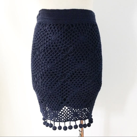 Boho Crochet Pompom Mini Skirt Medium - Picture 3 of 4